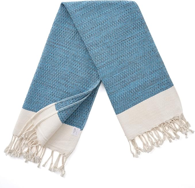 BAY LAUREL Turkish Hand Towel – Pack of 2 | Soft & Absorbent Decorative Towels for Bathroom, Hand, Face, Hair, Gym, Yoga, SPA, Kitchen & Tea | Boho Decor (Turquoise, Diamond 16x40 Inches (Set of 2)