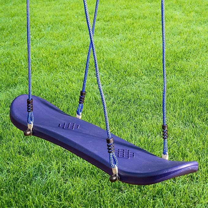 XDP Recreation Surf N Swing Painted Steel 5 Station Kids Outdoor Backyard Swing and Play Set with Wave Slide, Foam Leg Guards, and Hardware, Blue