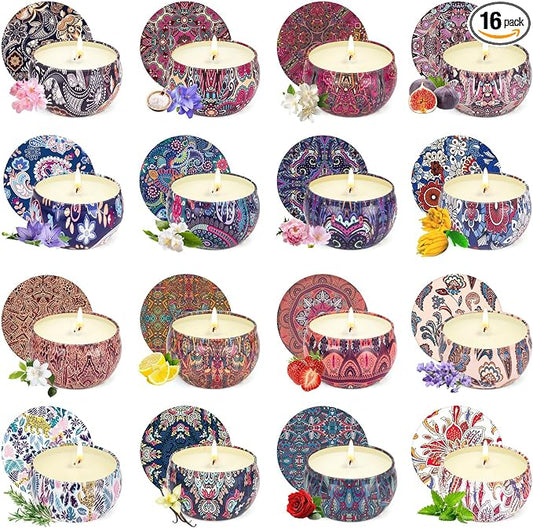 16 Pack Scented Candles Gifts Set for Women, Aromatherapy Candles Pack Soy Wax Candle,Candles Bulk for Festival, Bridesmaid, Birthday, Valentine's, Mother's Day, Bath, Yoga