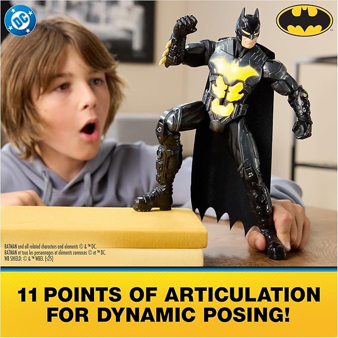 DC Comics, Batman Night Flare 12" Light Up Action Figure with 24 Sounds & Phrases, Super Hero Kids Toys for Boys & Girls Ages 4 & Up, Batteries Included