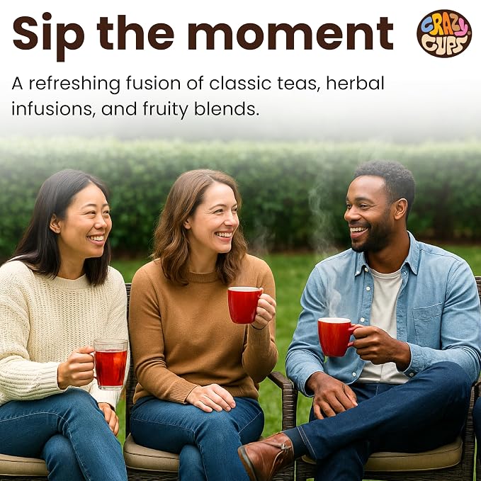 Crazy Cups Assorted Tea Variety Pack 30 Count, Cinnamon, Earl Grey, Hibiscus Berry & Spice, Mango Twist, Rooibos Orange, Single Serve Tea Pods Variety Pack for Hot & Iced Tea
