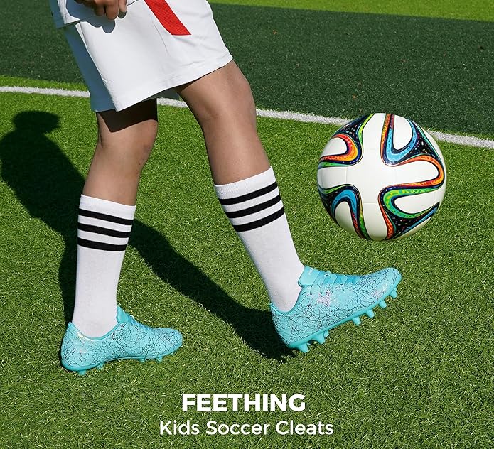Grils Boys Soccer Cleats Youth Firm Ground FG Football Shoes Lightweight Breathable Outdoor Trainning Sport Shoes for Little/Big Kids