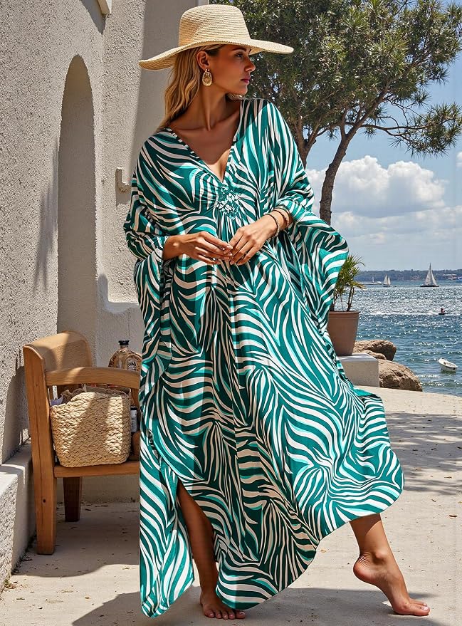 Mumu Dresses for Women Plus Size, Bohemian Kaftan Beach Cover Up Long Maxi Nightgown Soft Loungewear
