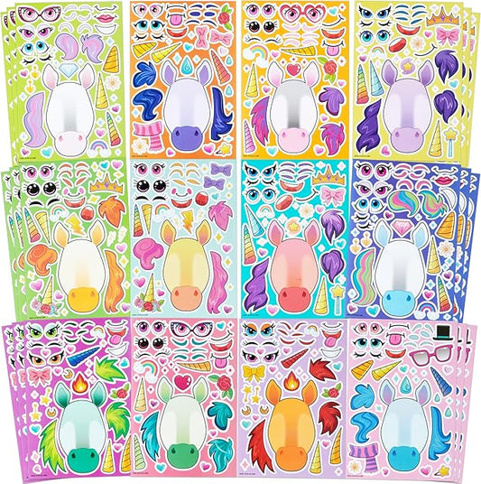 JOYIN 36PCS 9"x6" Make a face Stickers for Kids, Party Favors Kids Crafts, Make Your Own Fantasy Unicorn Stickers, Goodie Bags Stuffers, Classroom Rewards