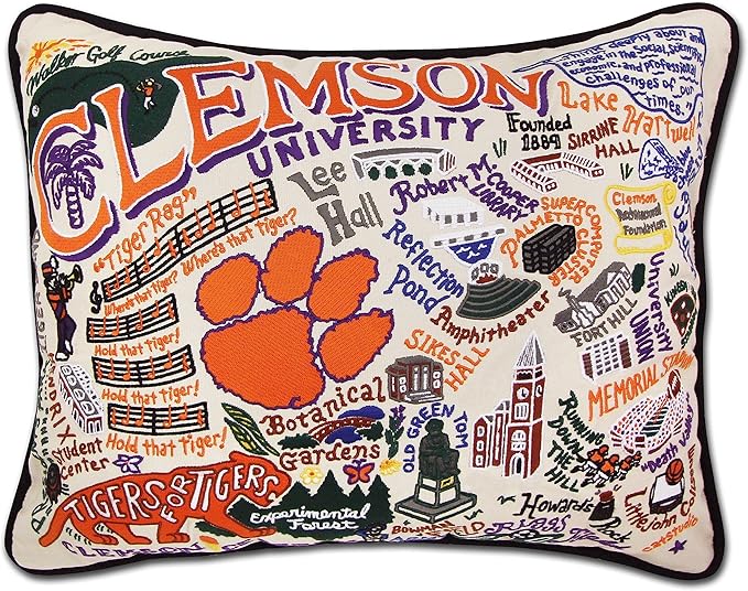 Catstudio Clemson University Collegiate Embroidered Decorative Throw Pillow