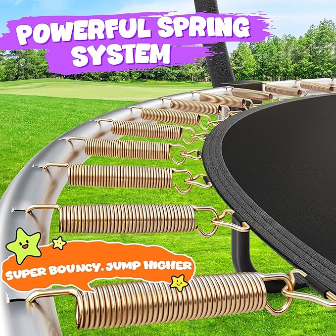 JELENS Trampoline 8FT 10FT 12FT 14FT 15FT 16FT, Recreational Trampolines with Enclosure Net, Outdoor Anti-Rust Trampolines for Kids and Adults, ASTM Approved
