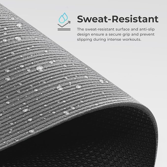 Sunny Health & Fitness Non-Slip Yoga Mat – Durable, Anti-Tear, Lightweight, Cushioned Support for Yoga, Pilates, Stretching Exercises, Meditation and Floor Workouts | Multiple Sizes & Colors