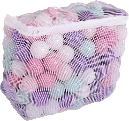 BalanceFrom Play Pit Balls Toy Set for Kids with Mesh Bag, Rainbow or Pastel Colors – Crush-Proof Plastic for Ball Pits, Playhouses, Bounce Houses, Pools, Tents, and Birthday Parties