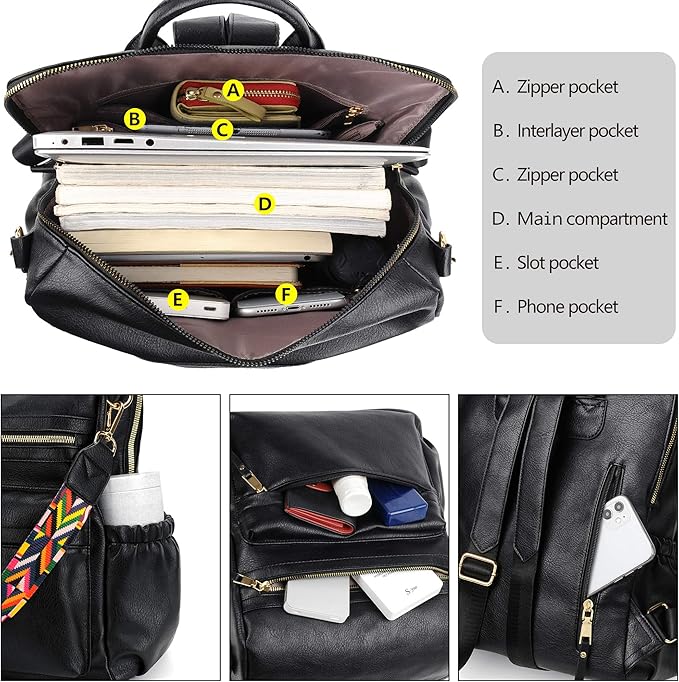 Dora & Liz Womens Backpack Purse Leather Fashion Travel Backpack Purse for Women Designer Ladies Shoulder Bags