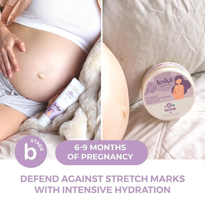 Leska Maternity Gift Set | Belly Lotion, Belly Oil, Stretch Mark Defense Cream & Belly Butter, Toning Gel | All-Stages Skincare for Pregnancy & Postpartum | New Mom Gifts (Set of 5, 4-4.93oz each)