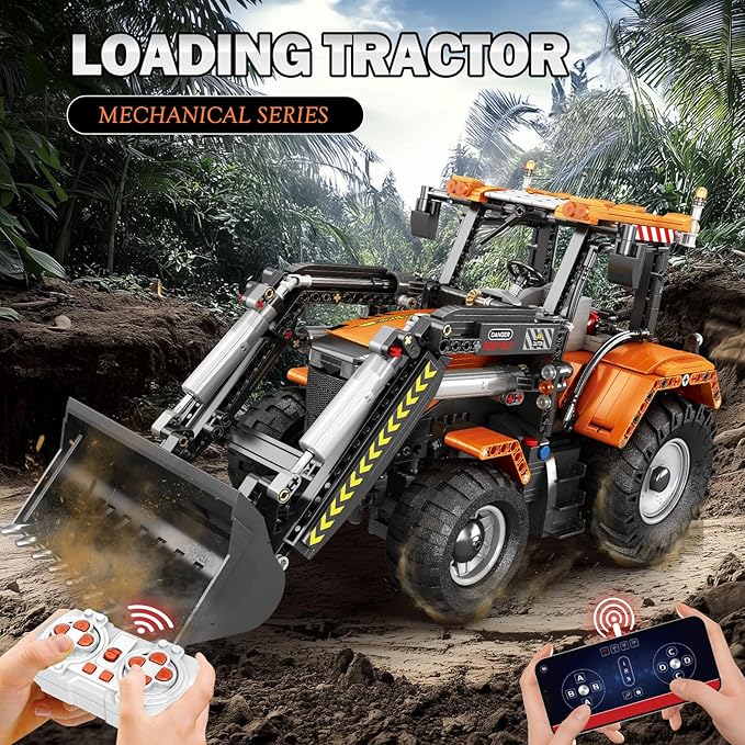 Loading Tractor Building Blocks for Adults with Remote Control - Architectural Model Kit, STEM Engineering Building Toys for Ages 18 and up (22024)