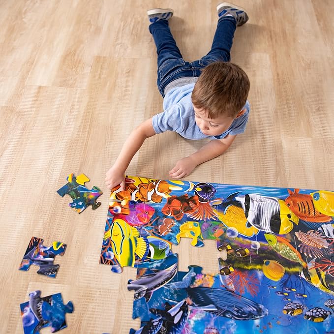 Melissa & Doug Underwater Ocean Floor Puzzle, 48 pc Jumbo Jigsaw Puzzle, Educational Screen Free Activity for Toddler, Preschoolers and Kids Ages 3+ (2 x 3 Feet) - FSC Certified