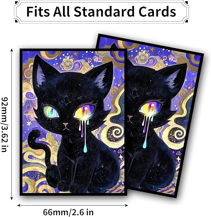 MTG Card Sleeves, Ultra Clear Front & Matte Finish Back, 100 Count Standard Size Matte Art Sleeve for Magic The Gathering (Painted cat)