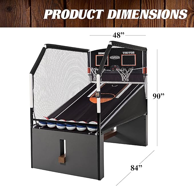 Barrington Billiards Urban Collection Arcade Basketball Game with Electronic Scoring and 7-inch Basketball Set, White