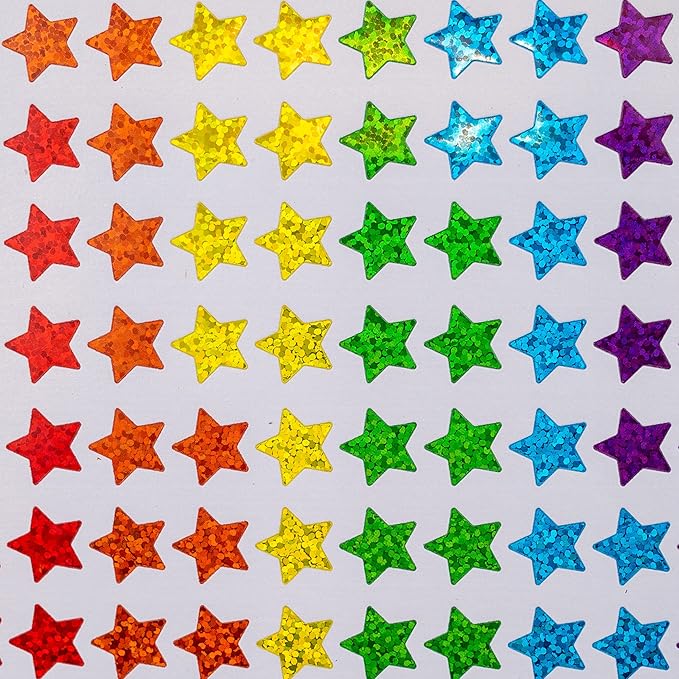 Storm&Lighthouse 600 x Star Stickers Rainbow Stickers Stars Mini Teacher Reward Stickers Scrapbook Stars for Crafts Glitter Art and Craft Classroom Resource (Rainbow)
