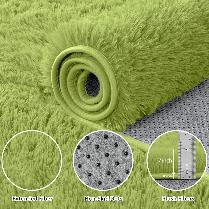 8x10 Area Rug for Living Room:Ultra Soft Fluffy Shag Light Green Rugs,Large Fuzzy Plush Indoor Non Slip Carpet Washable Rug for Bedroom Kids Nursery Office Dorm Modern Decor(Grass Green 8'x10')