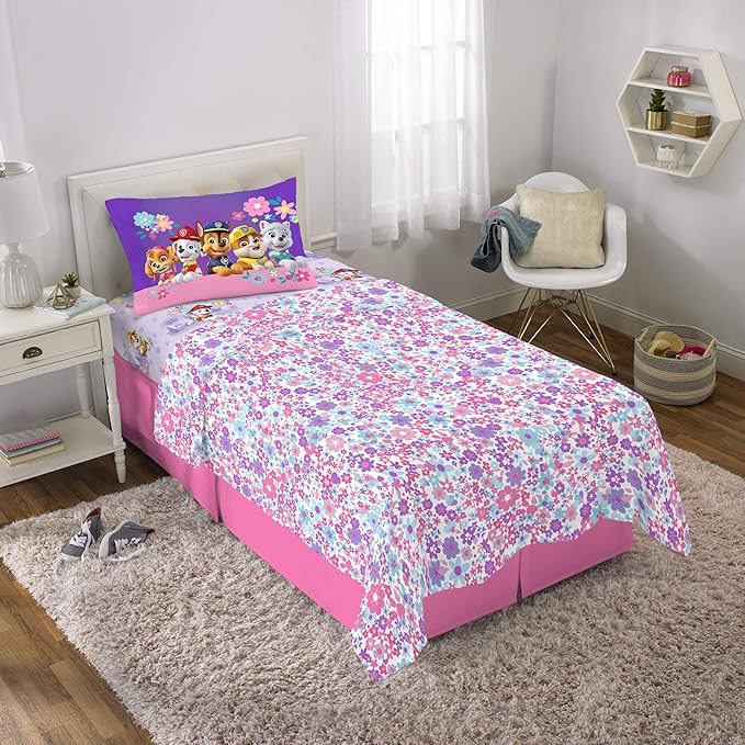 Paw Patrol Girls Kids Bedding Super Soft Microfiber Sheet Set, Twin, (Official) Nickelodeon Product By Franco