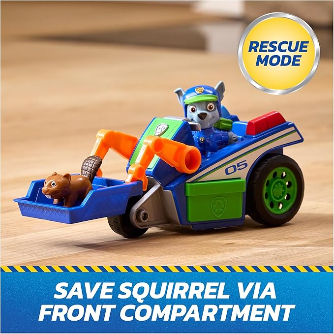 Paw Patrol: Search & Rescue, Rocky Rescue Recycler Vehicle with 2 Figures, Toy Car with Pull-Back Action, Kids Toys for Boys & Girls Ages 3+