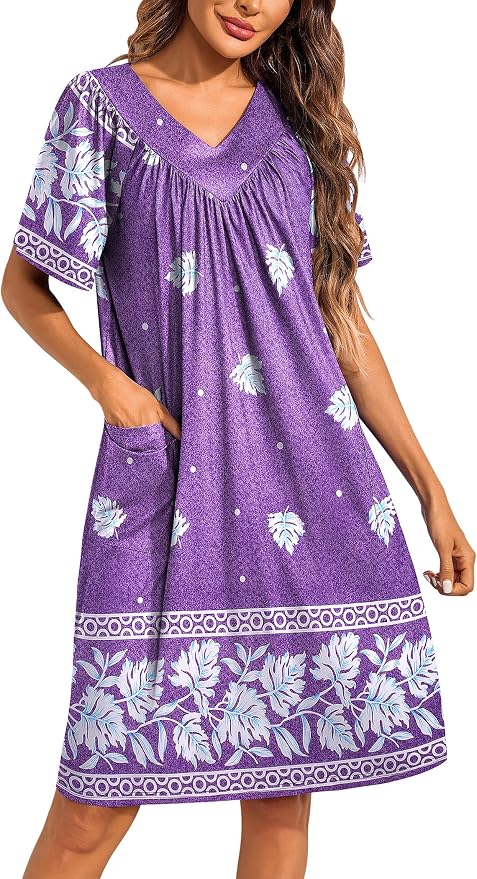 Ekouaer Womens House Dress Floral Print Moo Moos Nightgowns Moomoo Dresses Mumus with Pockets