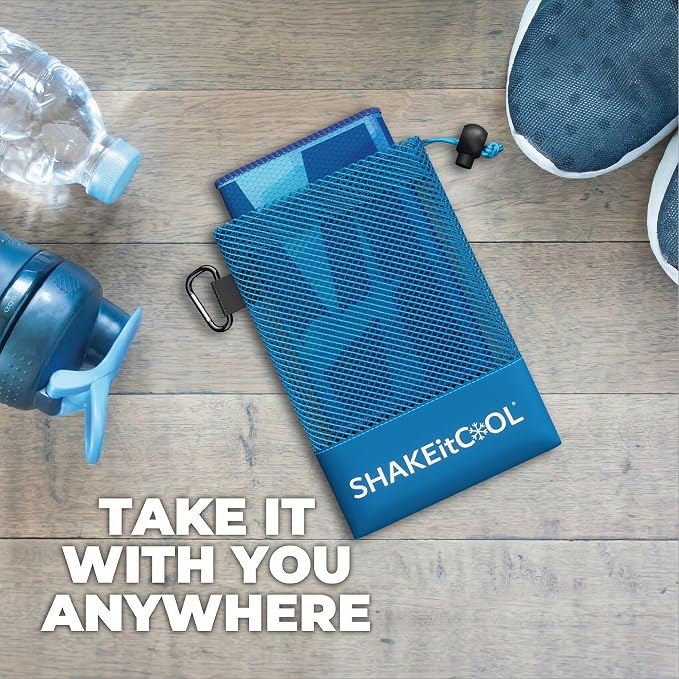 SHAKEitCOOL Original Cooling Towel – Soft, Lightweight, Heat Relief – Perfect for Biking, Running, Yoga, Gym, Gardening – DeepDive