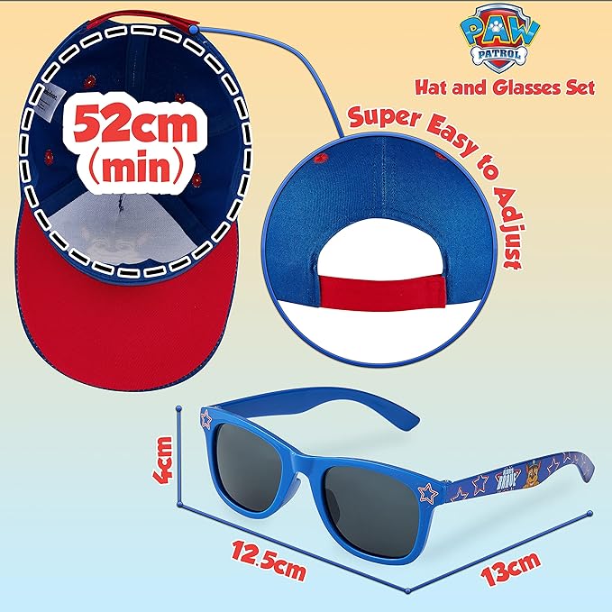 Paw Patrol Baseball Cap and Kids Sunglasses - Boys Sun Hat & UV400 Sunglasses for Kids Summer Set