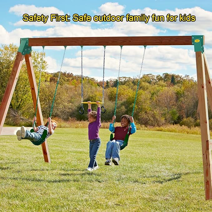 BETOOLL Swing Sets Brackets - 2 A-Frame Swing Set Brackets and 4 Swing Hangers with All Mounting Heavy Duty Hardware Included - Swing Set Kit for Porch, Yard, Playground - Green