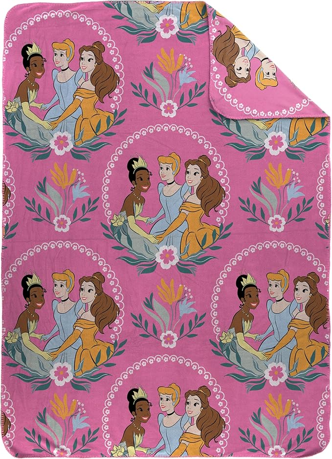 Jay Franco Kids Plush Throw Blanket – Soft & Cozy Fleece Throw for Bedroom & Couch Décor, Official Licensed Product, Pink - Princess, 46x60 - Throw Blanket