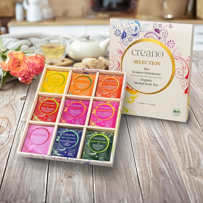 Creano Organic Herbal & Fruit Tea Gift Set - 27 Tea Bags in 9 Dreamy Varieties - 54g*
