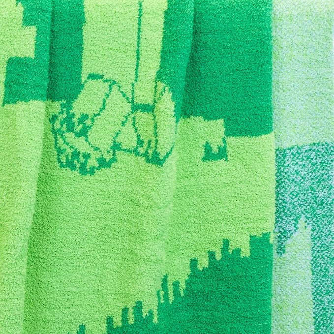 Jay Franco Minecraft Creeper Feather Knit Fluffy Throw Blanket - Fuzzy Blanket Measures 50 x 60 Inch - Super Soft Lightweight Gamer Bedding