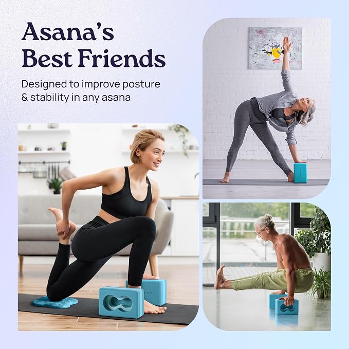 Deep-Zen® Yoga Blocks Wrist Support; Yoga Blocks 2 Pack with Knee Pads and Strap to Put Less Weight on Wrists; Durable, Versatile Yoga Brick Exercise Block Set, Blocks Yoga