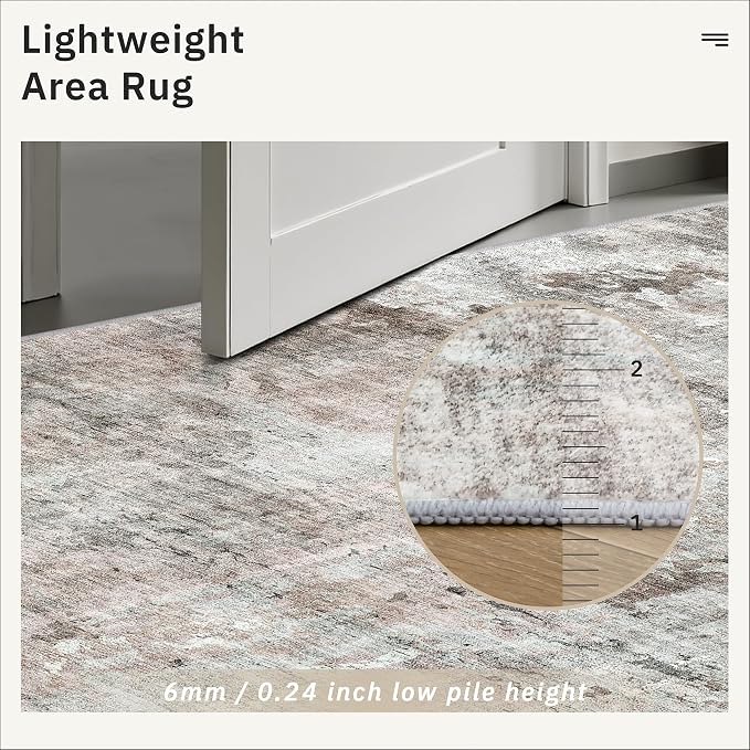Soalmost Abstratc Runner Rug 2x6 Kitchen Hallway Runners Pink/Grey | Low-Pile Washable Rugs for Entry Bathroom Laundry Room, Vintage Foldable Floor Carpet Mat Entryway for Corridor Bedroom