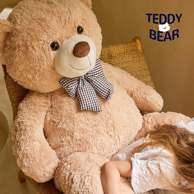 47 inch Big Giant Teddy Bear Stuffed Animals, Light Brown Soft Plush Life Size Bear Toy All Ages Gift for Children/Girlfriend/Valentine's Day/Christmas/Birthday/Baby Shower/Wedding/Party Decorations