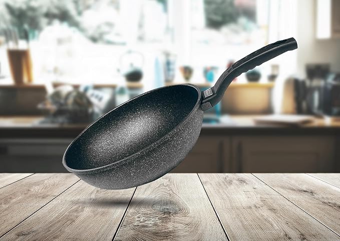 10" Wok Non-Stick Cooking Frying Pan Pot, 5 Layer Marble Coating, Made In Korea