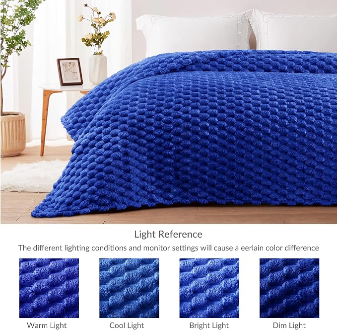 Whale Flotilla Soft Fleece Twin Size Bed Blanket Luxury 3D Jacquard, Blue | Lightweight Coverlet Bedspread, Super Cozy Plush Fluffy Fuzzy All‑Season Decorative Blanket for Bed, Dorm Essentials, 60"x80"