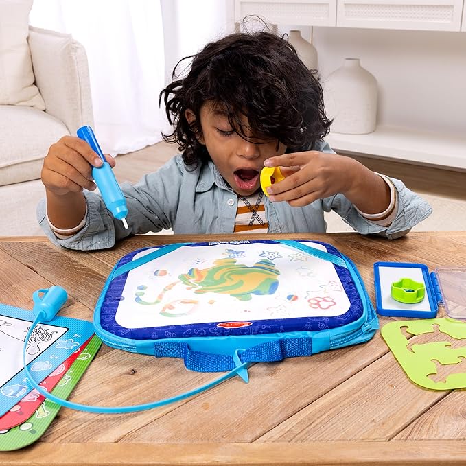Melissa & Doug Water Wow! Take-Along Reusable Color-Reveal Drawing Set Mess-Free Multi-Activity Pad with Water PenTravel Toy for Toddlers & Kids Ages 3+