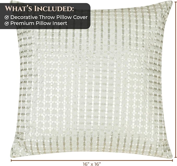 ROYALE LINENS 16 x 16 Pillow Insert - Down Alternative Throw Pillows Insert - Square Pillow Pack of 1 - Bed & Couch Pillows - Inner Cushion for Bed, Cushion for Living Room - Shams Stuffer