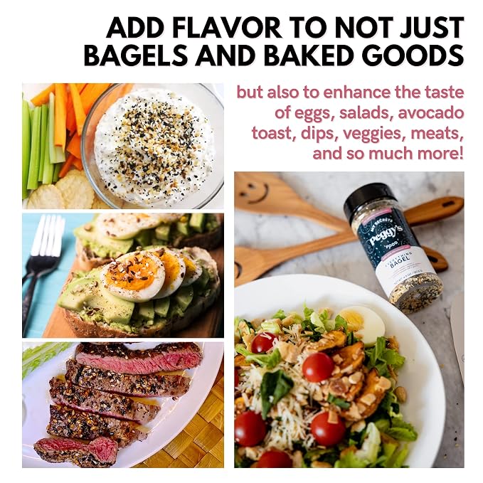 My Secrets Peggy's Food Everything Bagel Seasoning - Premium Blend with Pink Himalayan Salt, Poppy Seeds & Garlic - Crunchy Topping for Avocado Toast, Eggs, and Salads - All Natural & Non-GMO - 4.5 oz