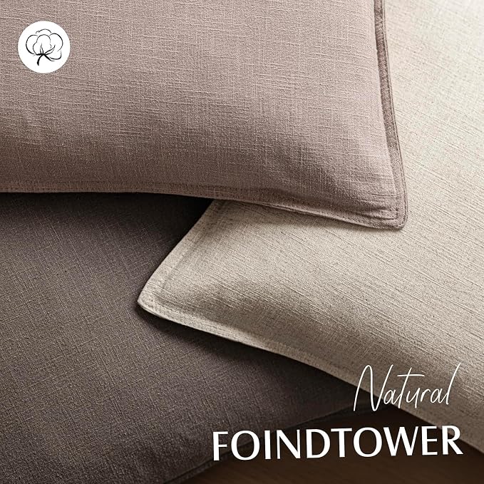 Foindtower Set of 2, Decorative Linen Solid Throw Pillow Covers Soft Accent Euro Cushion Case Boho Farmhouse Pillowcase for Chair Couch Sofa Bedroom Living Room Home Decor 16 x 16 Inch Dusty Pink