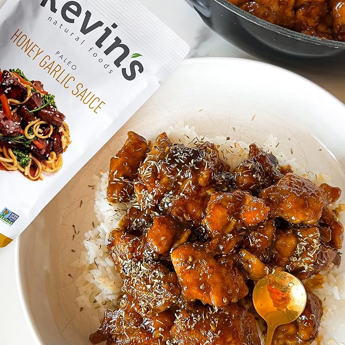 Kevin's Natural Foods Honey Garlic Simmer Sauce, 3 Pack | Paleo Stir-Fry Sauce, Gluten Free, No Preservatives, Non-GMO