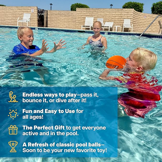 Aqua Dive Pool Ball Basketball – Best Water Pool Toys for Kids All Ages – Dribble & Pass Underwater – Watermelon Game - Toy Gifts for Boys & Girls Age 8 9 10 11 12+ Outdoor Beach Toys for Summer Fun