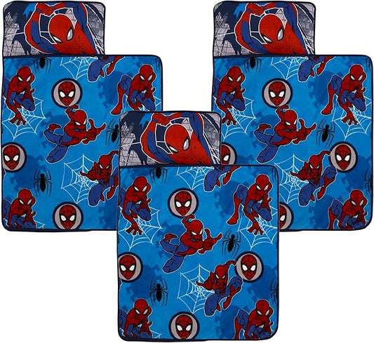 Disney Marvel Spiderman Wall Crawler Red, White, and Blue Spider Webs Preschool Toddler Nap Mat