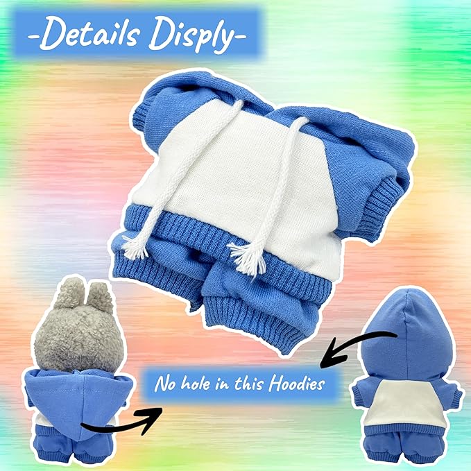 17cm Dolls Clothes,Casual Stylish Hoodies & Pants Doll Outfit Set, Stylish Doll Clothing Accessories for 17cm/15cm-Blue(No Doll)