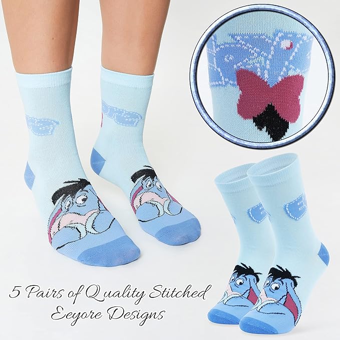 Disney Stitch Socks Gifts for Women Teens, US Size 4-9, Baby Yoda Pack of 5 Fuzzy Casual Crew Socks for Home Sleep Winter