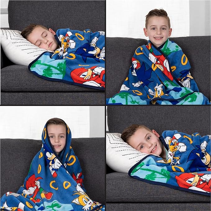 Franco Kids Bedding Super Soft Plush Throw Blanket,46 in x 60 in,Sonic The Hedgehog,Anime,(Pack of 6)