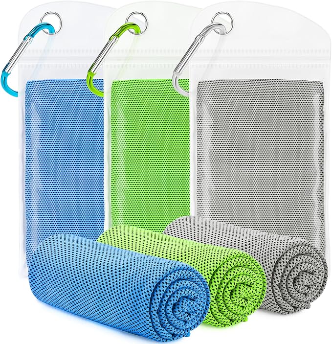 Amgico 3 Pack Cooling Towel(40"x12") for Neck and face, Ice Towel, Soft Breathable Towels, Cooling Rags for Yoga, Sport, Running, Workout, Gym, Camping, Fitness, Workout & More