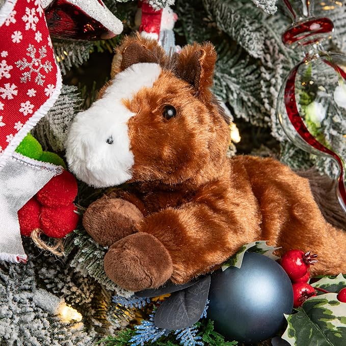 The Petting Zoo Horse Stuffed Animal Plushie, Gifts for Kids, Scoopz Wildlife Animals, Brown Horse Plush Toy, 8 inches