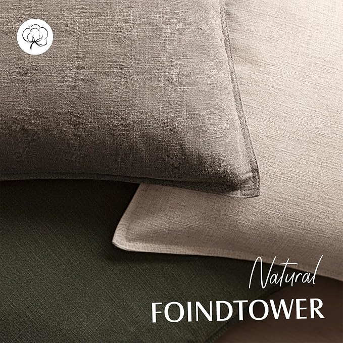 Foindtower Set of 2, Decorative Linen Solid Throw Pillow Covers Soft Accent Euro Cushion Case Farmhouse Neutral Pillowcase for Chair Couch Sofa Bedroom Living Room Home Decor 20 x 20 Inch Brown Tan