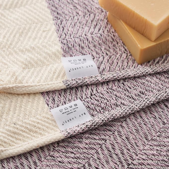 BAY LAUREL Turkish Hand Towel – Pack of 2 | Soft & Absorbent Decorative Towels for Bathroom, Hand, Face, Hair, Gym, Yoga, SPA, Kitchen & Tea | Boho Decor(Blush Pink, Herringbone 15x26 Inches(Set of 2)