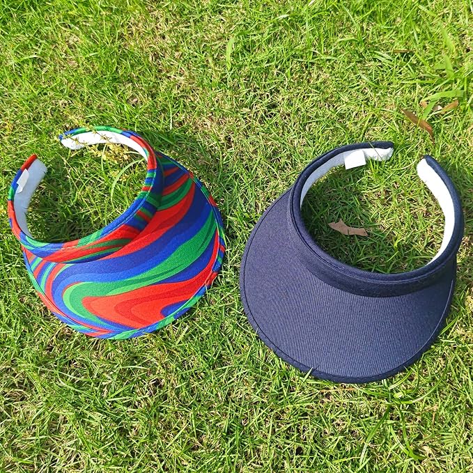 2 Pack Sun Visor Hats Women Men Clip On Wide Brim Visors Hat Outdoor Sports Golf Beach Travel Tennis Caps