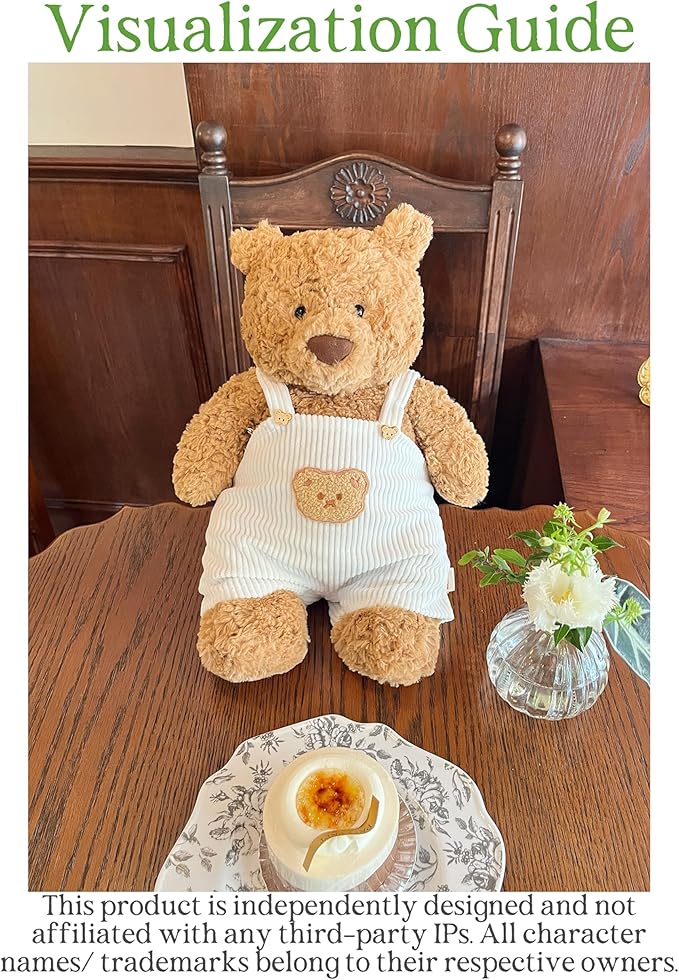 14-15"/36cm Bartholomew Overalls Set with Reversible Bandana 2-Piece Clothes for Teddy Bear（NO Doll）